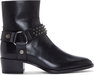 Saint Laurent Black Leather Studded Harness Wyatt Boots
