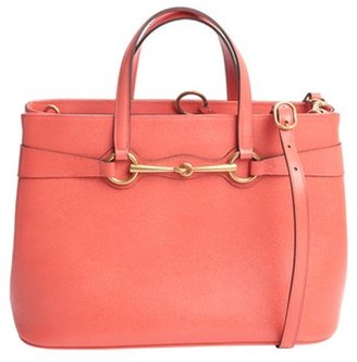 Gucci coral leather 'Bright Bit' convertible top handle tote bag