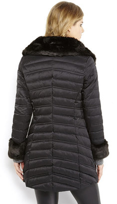 Black Faux Fur Collar Puffer Coat