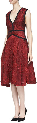 J. Mendel Sleeveless A-line Dress with Bodice Trim
