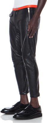 DSquared 1090 DSQUARED Leather Trouser with Orange Contrast