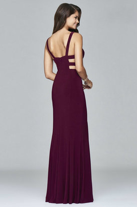 Faviana 7541 V-neck evening dress with side cut-outs