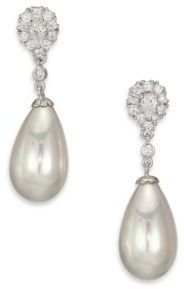 Majorica 16MM White Teardrop Pearl & Sterling Silver Earrings