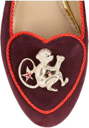 Charlotte Olympia Year of the Monkey suede slippers