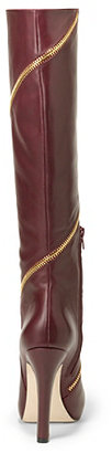 Diane von Furstenberg Cambria Zip Around Leather Boot In Deep Cherry Calf