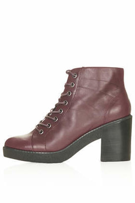 Topshop Womens AWESOME Lace Up Boots - Bordeaux