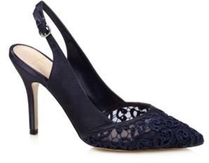 J by Jasper Conran Designer navy lace toe slingback court shoes