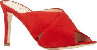 Barneys New York Suede Crisscross-Strap Mules-Red