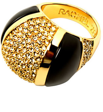 Rachel Zoe Domed Crystal And Onyx Ring --
