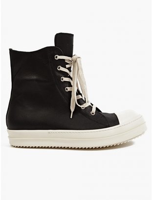 Rick Owens Men's Black and White Leather Sneakers
