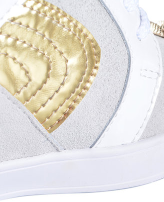 White Suede Wedge Trainers With Metal Toe