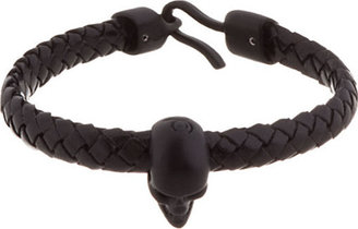 Alexander McQueen Black Braided Leather Bracelet