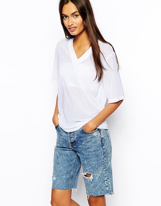 ASOS T-Shirt in Mesh with V Neck - Lilac