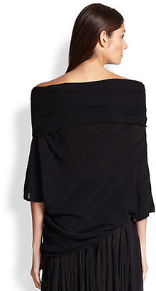 Donna Karan Ribbed Off-Shoulder Sweater