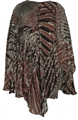 Halston Printed silk cape-dress
