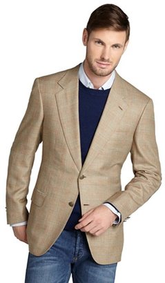Brioni tan plaid wool two button jacket