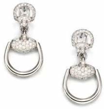 Gucci Horsebit Diamond & 18K White Gold Drop Earrings