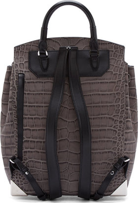 Alexander Wang Grey & Black Croc-Embossed Negative Prisma Backpack