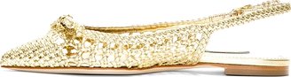 Dolce & Gabbana Gold Braided Leather Slingback Flats