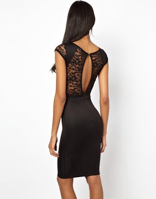 TFNC Pencil Dress with Lace Insert