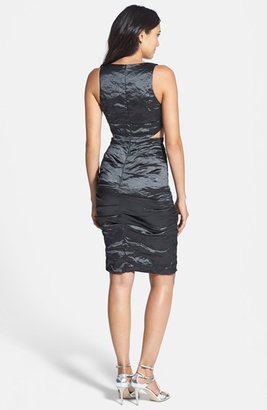 Nicole Miller 'Kelsey' Cutout Ruched Metallic Body-Con Dress
