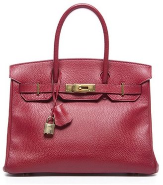 Hermes Pre-Owned Red Clemence Birkin 30cm Bag