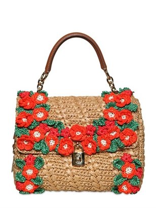 Dolce & Gabbana Crochet Raffia Dolce Bag Top Handle