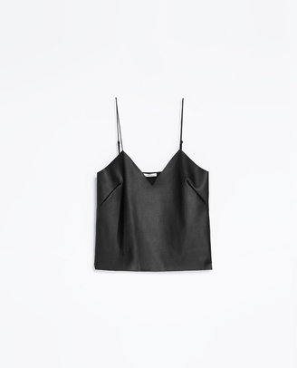 Zara 29489 Top With Faux Leather Front