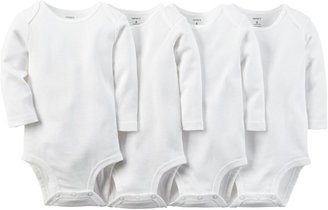 Carter's 4-Pack L/S Bodysuits - White- 3 Months