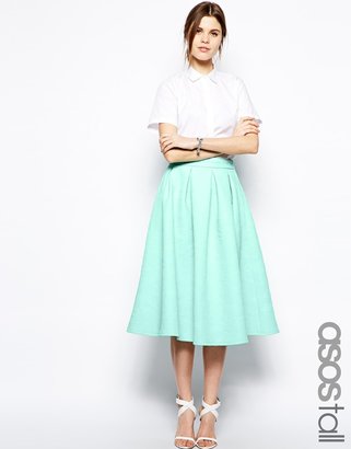 ASOS TALL Premium Prom Midi Skirt in Bonded Crepe