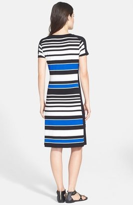 Chaus Colorblock Stripe Crewneck Jersey Dress