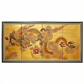 Oriental Furniture Great Chinese Lunar Asian Graduation Gift Idea, 36 by 72-Inch Sky Dragon Gold Leaf Wall Art Screen