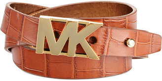 MICHAEL Michael Kors Croc Embossed Leather Logo Plaque Skinny Belt