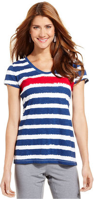 Style&Co. Sport Short-Sleeve Striped Tee