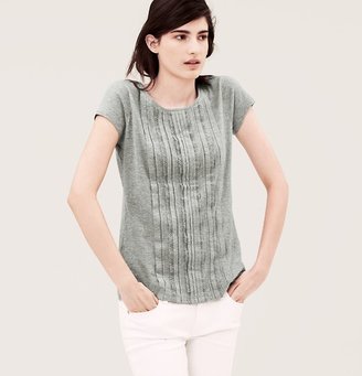 LOFT Pleated Lace Front Cotton Tee