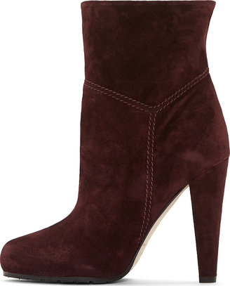 Brian Atwood Deep Burgundy Suede Nilla Ankle Boot