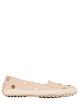 Tod's 10mm Gold Studded Leather Flats