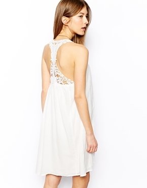 Vila Crochet Back Swing Dress - white