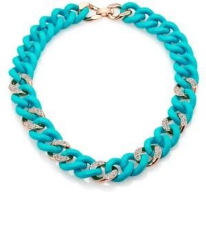 ABS by Allen Schwartz Silicone Pave Chain-Link Necklace/Blue