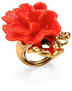 Oscar de la Renta Coral Flower Cocktail Ring
