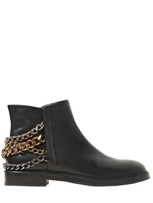Casadei 20mm Chained Calf Leather  Ankle Boots
