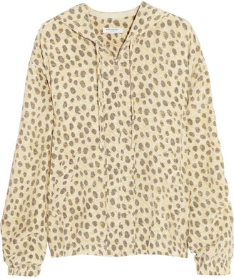 Equipment Vermont leopard-print washed-silk hooded top