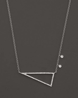 Meira T 14K White Gold Side Triangle Necklace with Diamonds, 16"