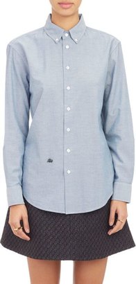 Band Of Outsiders Women's Cropped Oxford Shirt-Blue