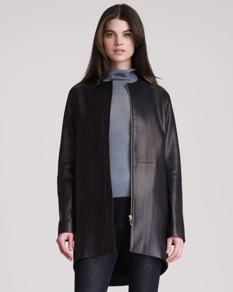 The Row Long Leather Cocoon Coat