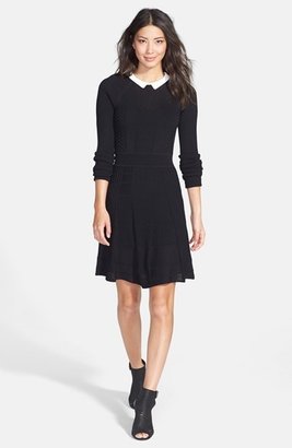 Cynthia Steffe 'Nola' Collared Textured Fit & Flare Sweater Dress
