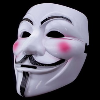 V for Vendetta Anonymous Guy Fawkes Masquerade Halloween EDC Mask (White Mask w/ Pink Cheeks)