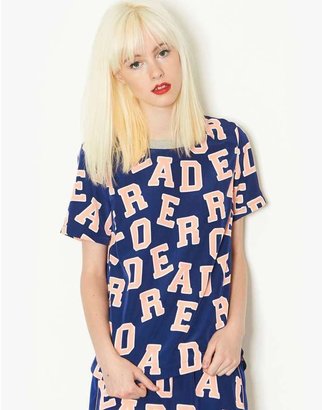 Red or Dead Letter Print Co-Ord Top