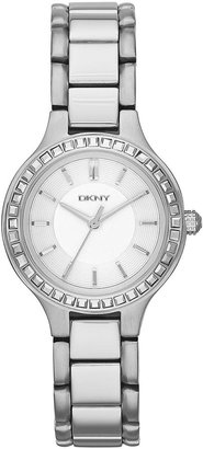 DKNY Chambers Crystal-Set Bezel Stainless Steel Ladies Watch - 28mm