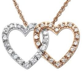 Lord & Taylor Diamond Double Heart Pendant Necklace